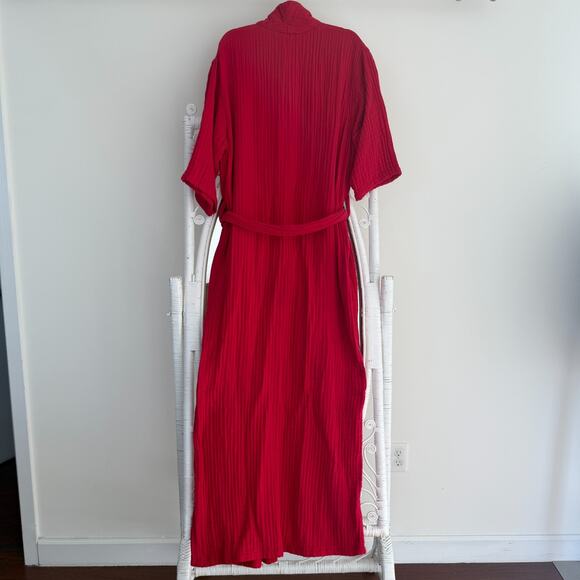 Muslin Comfort Cotton Robe L/XL Red Full Length Gauze Spa Relax Loungewear - Picture 6 of 11